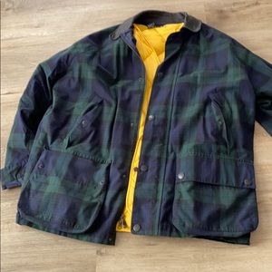 Nautica green plaid jacket with leather
